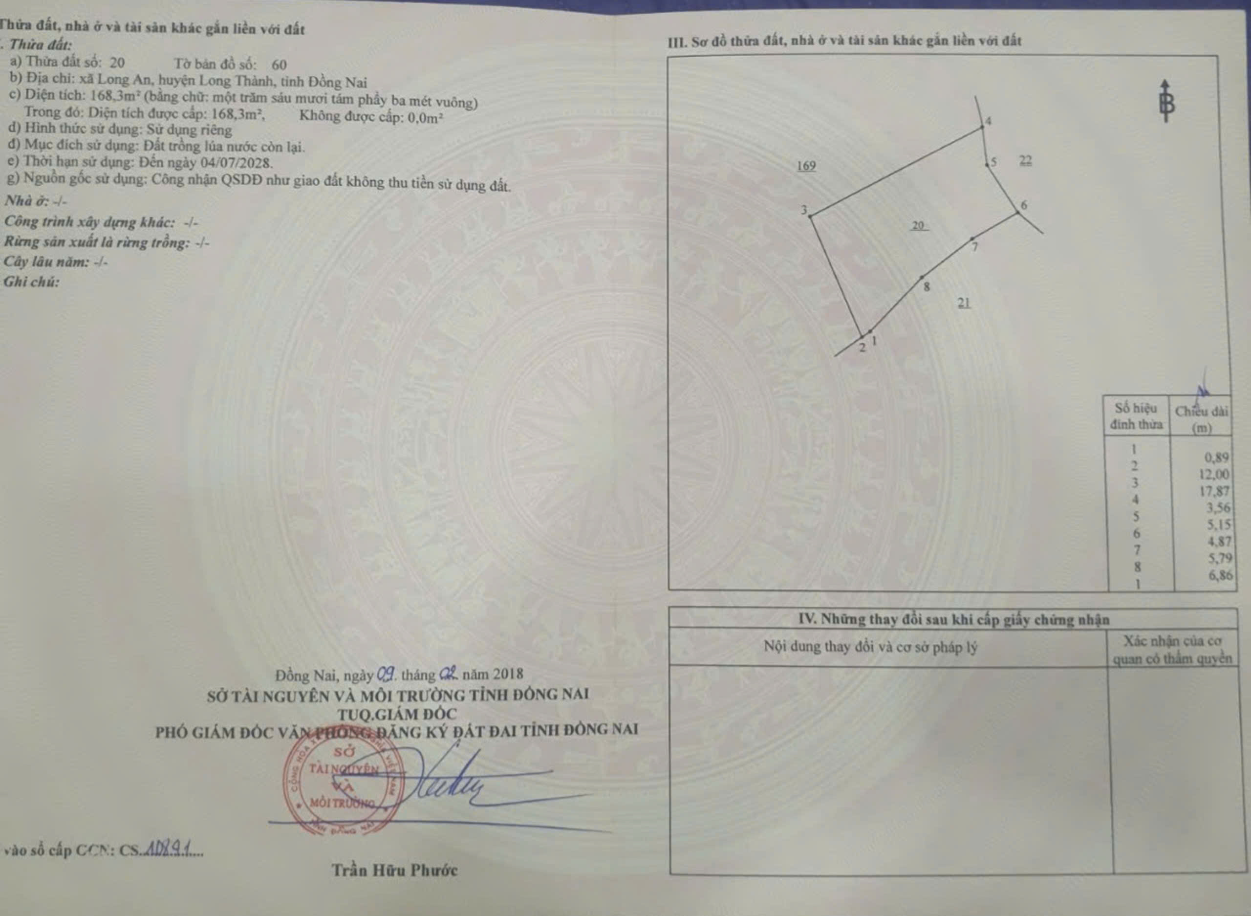 Bán 2.318m2, Giá 1,7tr/m2 tại Xã Long An, Huyện Long Thành, Tỉnh Đồng Nai. - Ảnh 2