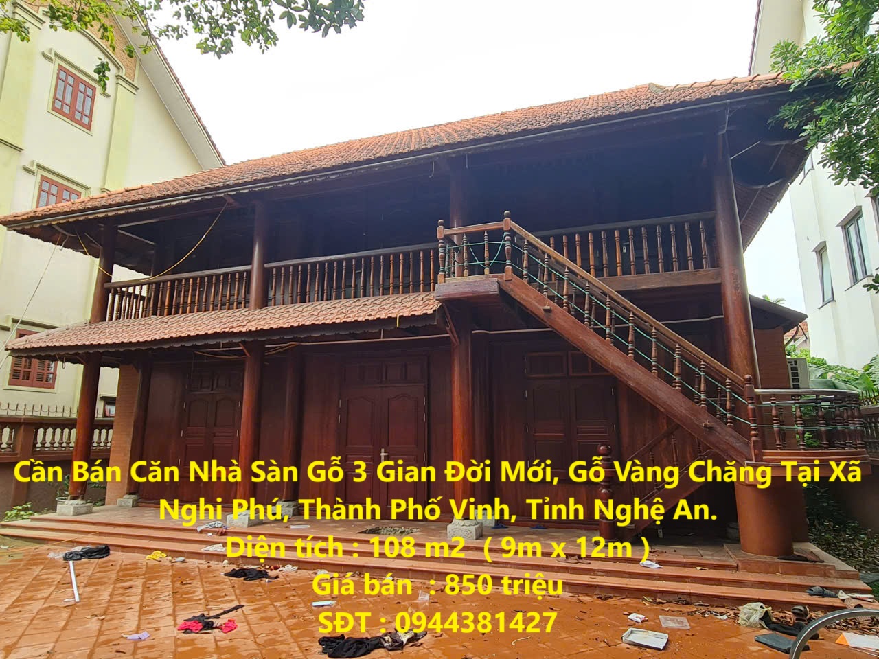 Cần Bán Căn Nhà Sàn Gỗ 3 Gian Đời Mới, Gỗ Vàng Chăng Tại Nghi Phú, TP Vinh. - Ảnh chính