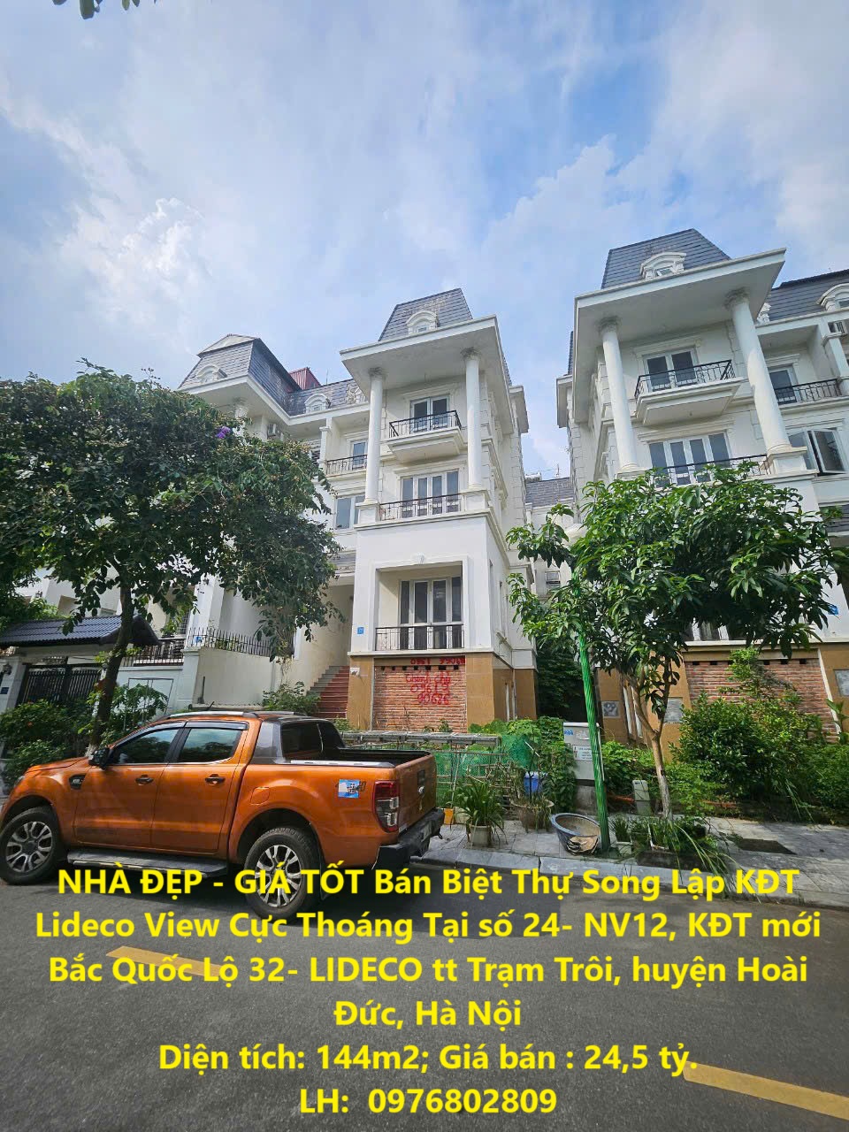 NHÀ ĐẸP - GIÁ TỐT Bán Biệt Thự Song Lập KĐT Lideco View Cực Thoáng Tại TT Trạm Trôi, Hoài Đức, Hà - Ảnh chính