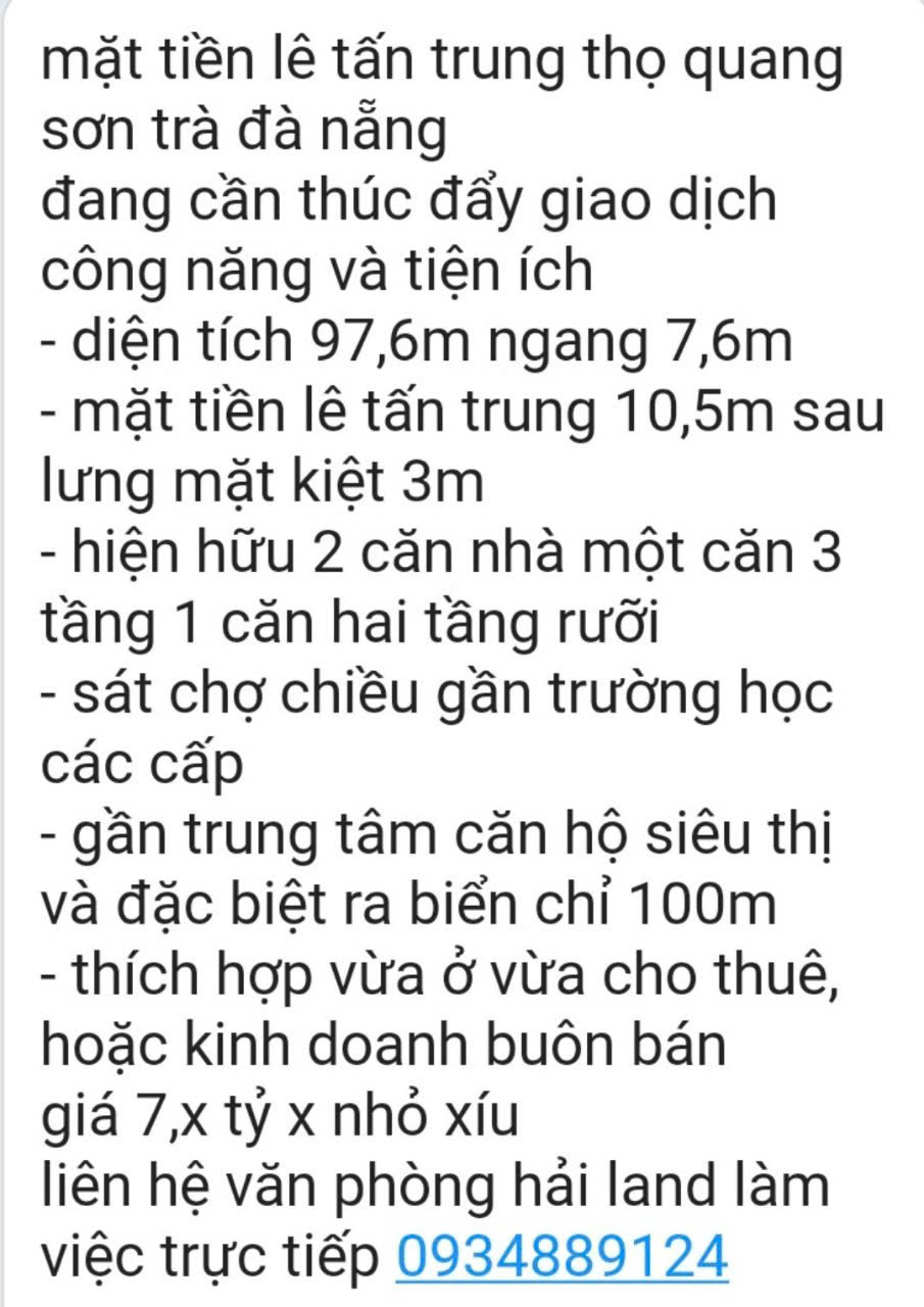 Bán nhanh 2 căn nhà vị trí cực đẹp tại Sơn Trà – 97,6m2 - SHR – chỉ 7,x tỷ. Lh:0934889124 - Ảnh chính