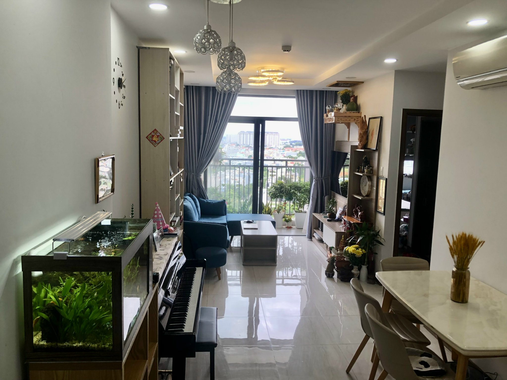 Cho Thuê căn hộ Him Lam Phú An (69m2, 2PN,2WC) Full Nội Thất Giá 9.5 Triệu/Tháng View Khu Dân Cư Bắc - Ảnh 1