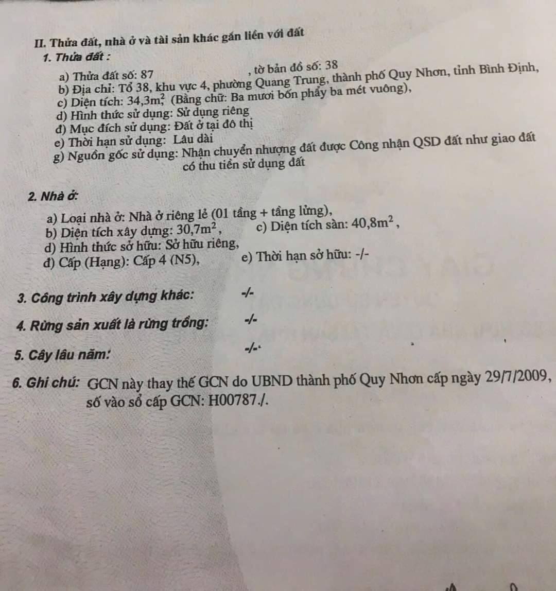 Bán nhà đường nội bộ ôtô Tây Sơn. gần  Khu đất đấu giá GaRa Quyền TP Quy Nhơn - Ảnh 1