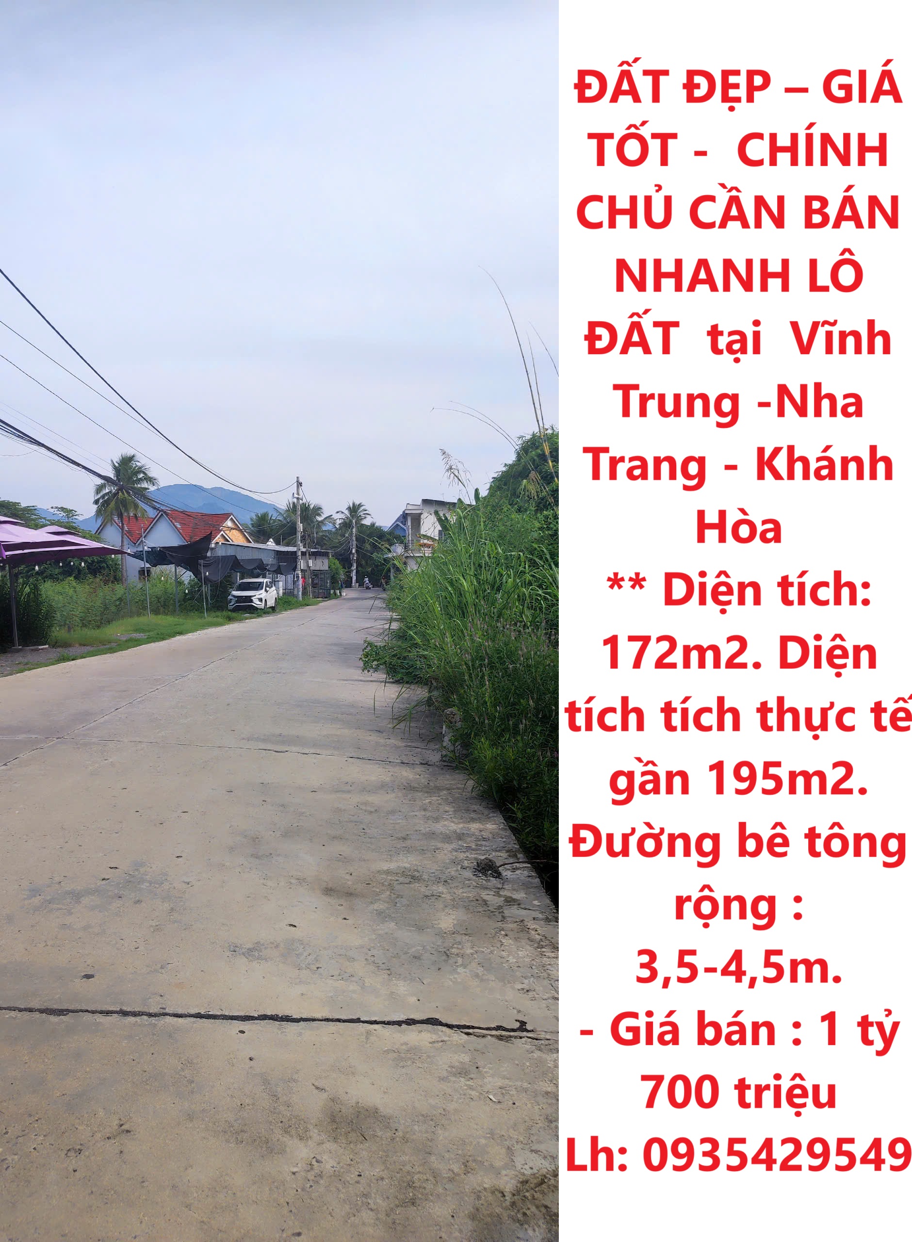 ĐẤT ĐẸP – GIÁ TỐT -  CHÍNH CHỦ CẦN BÁN NHANH LÔ ĐẤT  tại  Vĩnh Trung -Nha Trang - Khánh Hòa - Ảnh chính