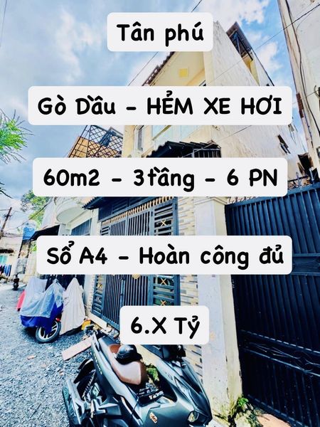 GẦN AEON MALL - HXH - 60M2 - 3 TẦNG - 6PN - SỔ A4 HOÀN CÔNG ĐỦ GIÁ NHỈNH 6 TỶ - Ảnh chính