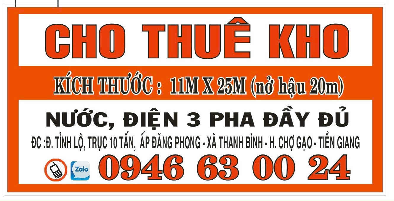 CHÍNH CHỦ CHO THUÊ KHO XƯỞNG TẠI ĐƯỜNG TỈNH LỘ - CHỢ GẠO - TIỀN GIANG. - Ảnh chính