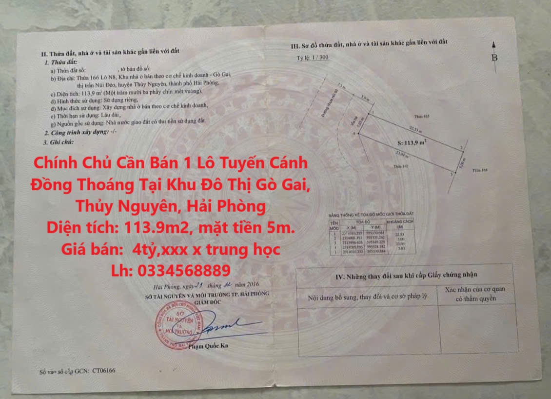 Chính Chủ Cần Bán 1 Lô Tuyến Cánh Đồng Thoáng Tại Khu Đô Thị Gò Gai, Thủy Nguyên, Hải Phòng - Ảnh chính