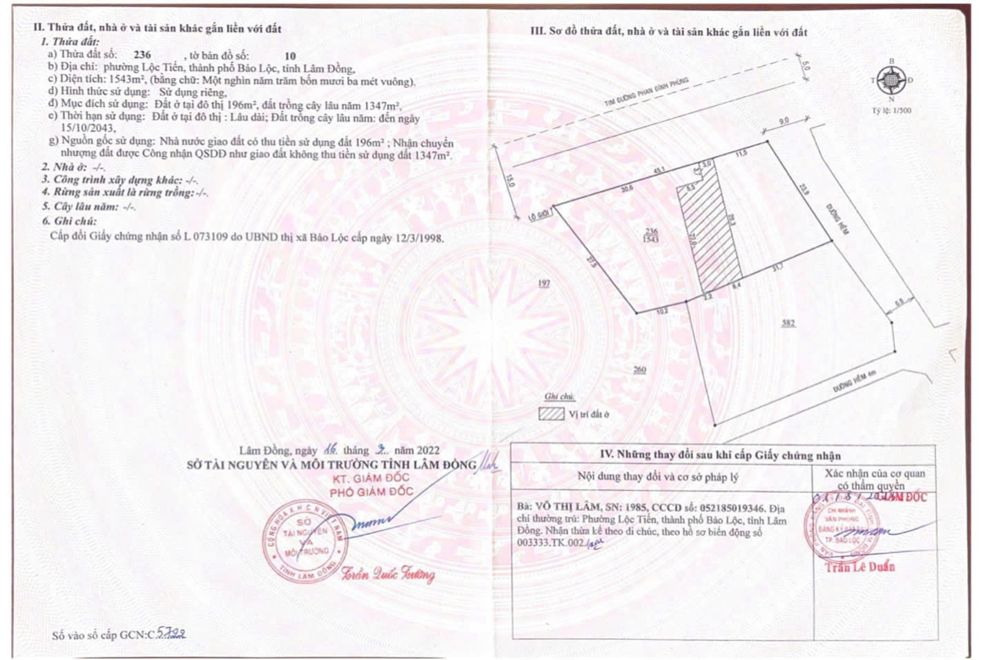 LÔ ĐẤT TP BẢO LỘC, LÂM ĐỒNG DIỆN TÍCH 1543 M2 THÍCH HỢP CHO QUÝ NHÀ ĐẦU TƯ - Ảnh 4