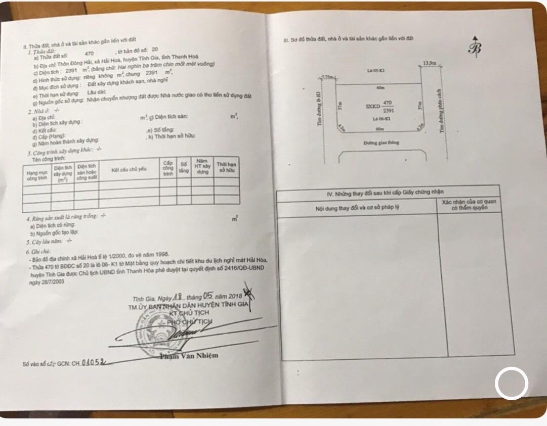 CHÍNH CHỦ CẦN BÁN 02 LÔ ĐẤT DỰ ÁN KHU DU LỊCH BIỂN HẢI HÒA, NGHI SƠN, THANH HÓA - Ảnh chính