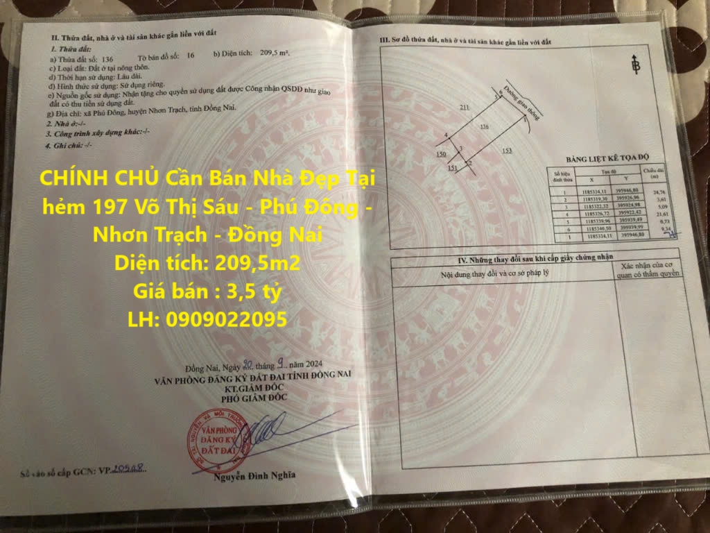 CHÍNH CHỦ Cần Bán Nhà Đẹp Tại hẻm 197 Võ Thị Sáu - Phú Đông - Nhơn Trạch - Đồng Nai - Ảnh chính