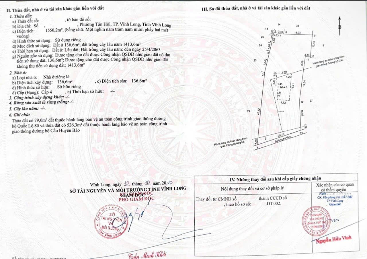 ĐẤT ĐẸP - ĐẦU TƯ SINH LỜI - CHÍNH CHỦ - Bán Nhà Và Đất Tại Phường Tân Hội, TP. Vĩnh Long - Ảnh chính