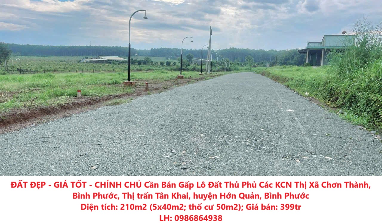 ĐẤT ĐẸP - GIÁ TỐT - CHÍNH CHỦ Cần Bán Gấp Lô Đất Thủ Phủ Các KCN Thị Xã Chơn Thành, Bình Phước - Ảnh chính