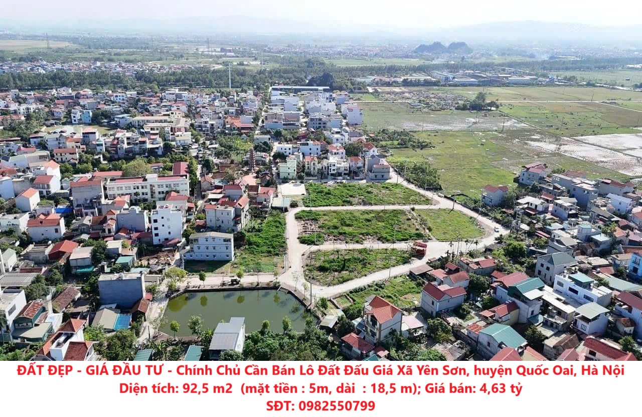 ĐẤT ĐẸP - GIÁ ĐẦU TƯ - Chính Chủ Cần Bán Lô Đất Đấu Giá Xã Yên Sơn, huyện Quốc Oai, Hà Nội - Ảnh chính