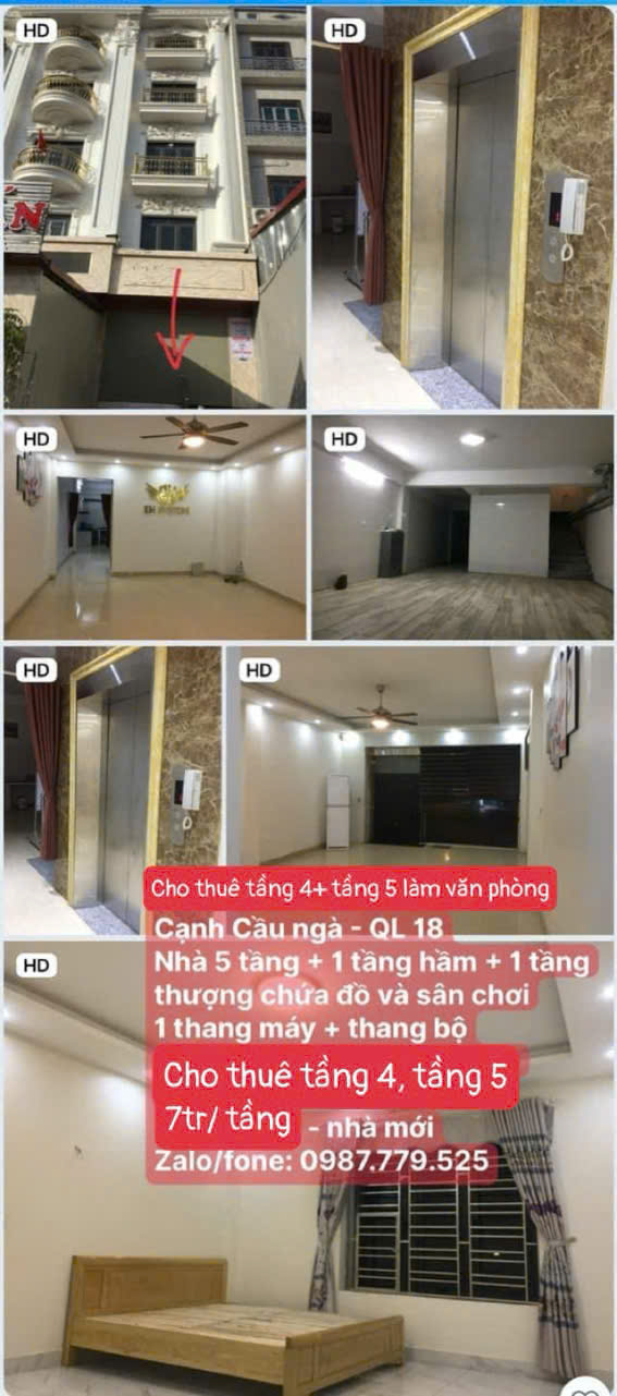 Chính chủ cần cho thuê nhà 5 tầng Tại Số 616 - QL 18 - Phường Vân Dương - TP Bắc Ninh. - Ảnh chính