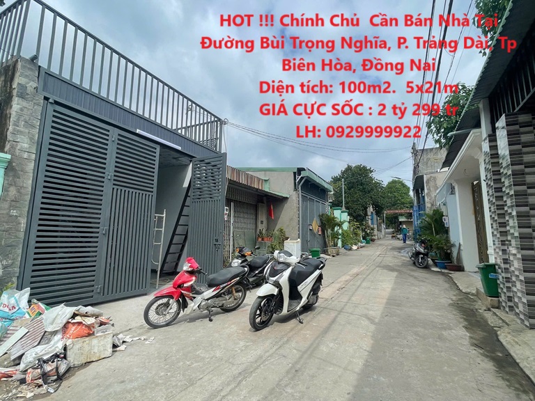 HOT !!! Chính Chủ  Cần Bán Nhà Tại  Đường Bùi Trọng Nghĩa, P. Trảng Dài, Tp Biên Hòa, Đồng Nai - Ảnh chính