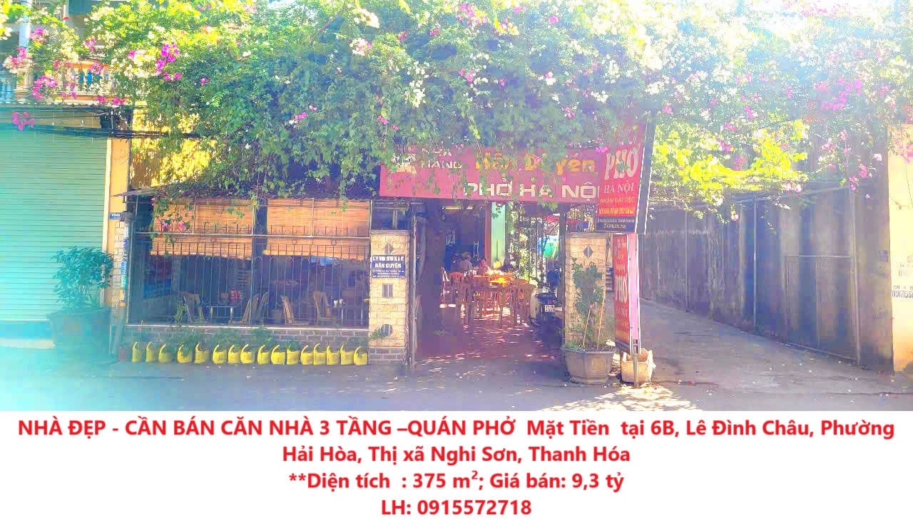 NHÀ ĐẸP - CẦN BÁN CĂN NHÀ 3 TẦNG –QUÁN PHỞ  Mặt Tiền  tại Phường Hải Hòa, TX  Nghi Sơn, Thanh Hóa - Ảnh chính