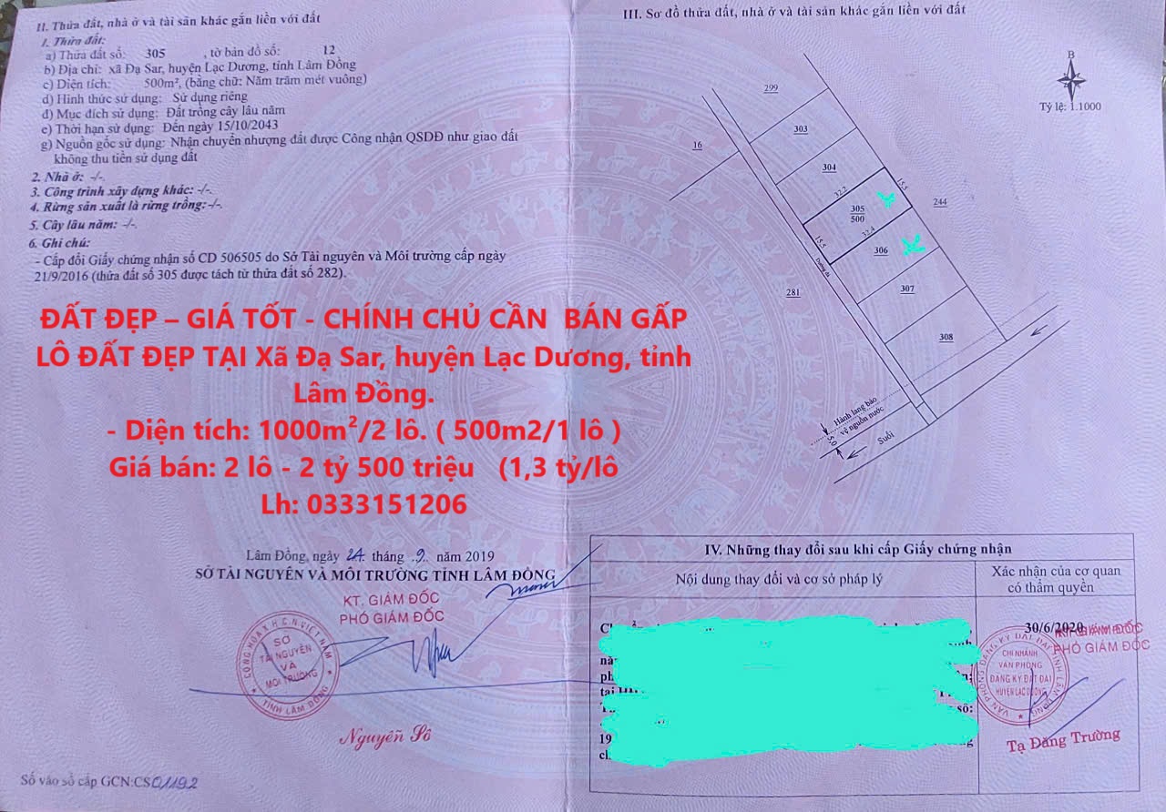 ĐẤT ĐẸP – GIÁ TỐT - CHÍNH CHỦ CẦN  BÁN GẤP LÔ ĐẤT ĐẸP TẠI Xã Đạ Sar, huyện Lạc Dương, tỉnh Lâm Đồng. - Ảnh chính