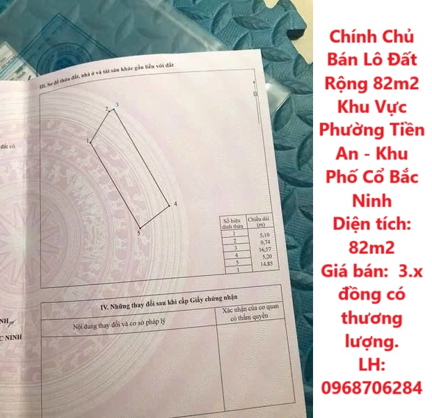 Chính Chủ Bán Lô Đất Rộng 82m2 Khu Vực Phường Tiền An - Khu Phố Cổ Bắc Ninh - Ảnh chính