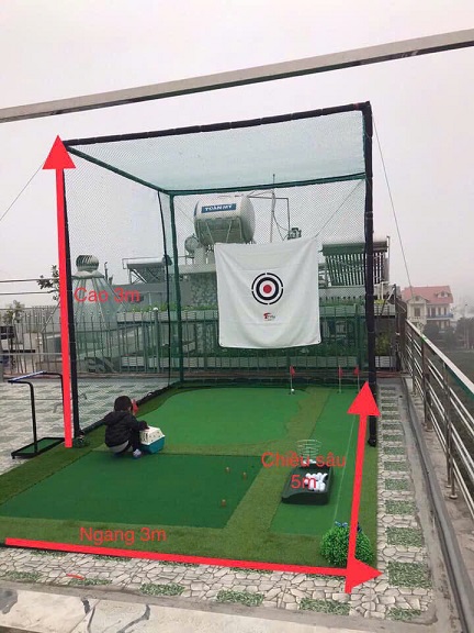 SIÊU HẤP DẪN  Combo 1 Khung Tập Golf Cao Cấp 3x3x3, Thảm Phát 1.5x1.5m, Hồng Tâm, Khay Bóng, Cỏ Lót - Ảnh 2