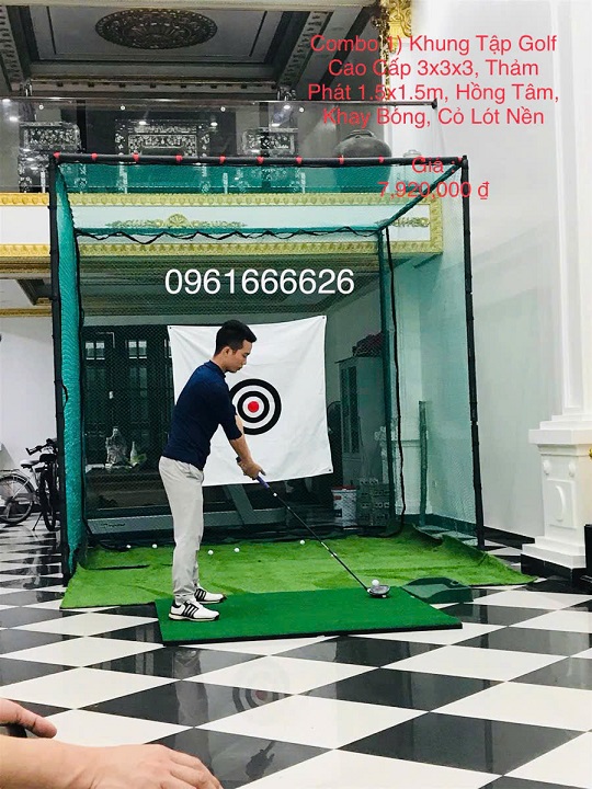 SIÊU HẤP DẪN  Combo 1 Khung Tập Golf Cao Cấp 3x3x3, Thảm Phát 1.5x1.5m, Hồng Tâm, Khay Bóng, Cỏ Lót - Ảnh 4