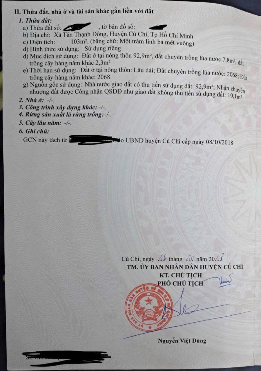 MÌNH CHÍNH CHỦ CÓ ĐẤT THỔ CƯ CẦN BÁN NHANH - NẰM TRÊN ĐỊA BÀN XXA TẬN THẠNH ĐÔNG - CỦ CHI - 103M2 - Ảnh 4