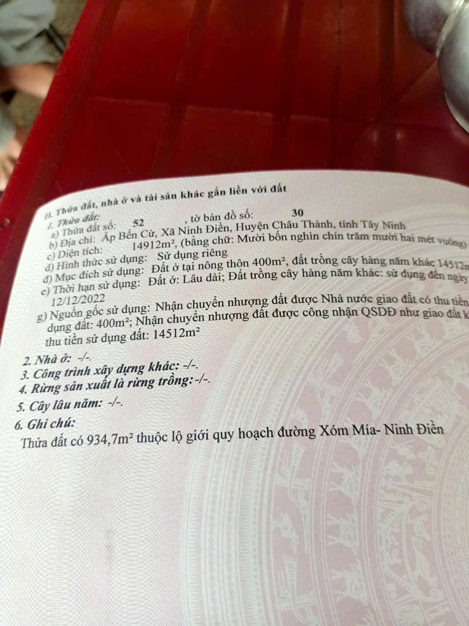 CHÍNH CHỦ Cần Bán Đất 2 Mặt Tiền Tại Xã Ninh Điền, Châu Thành, Tây Ninh - Ảnh chính