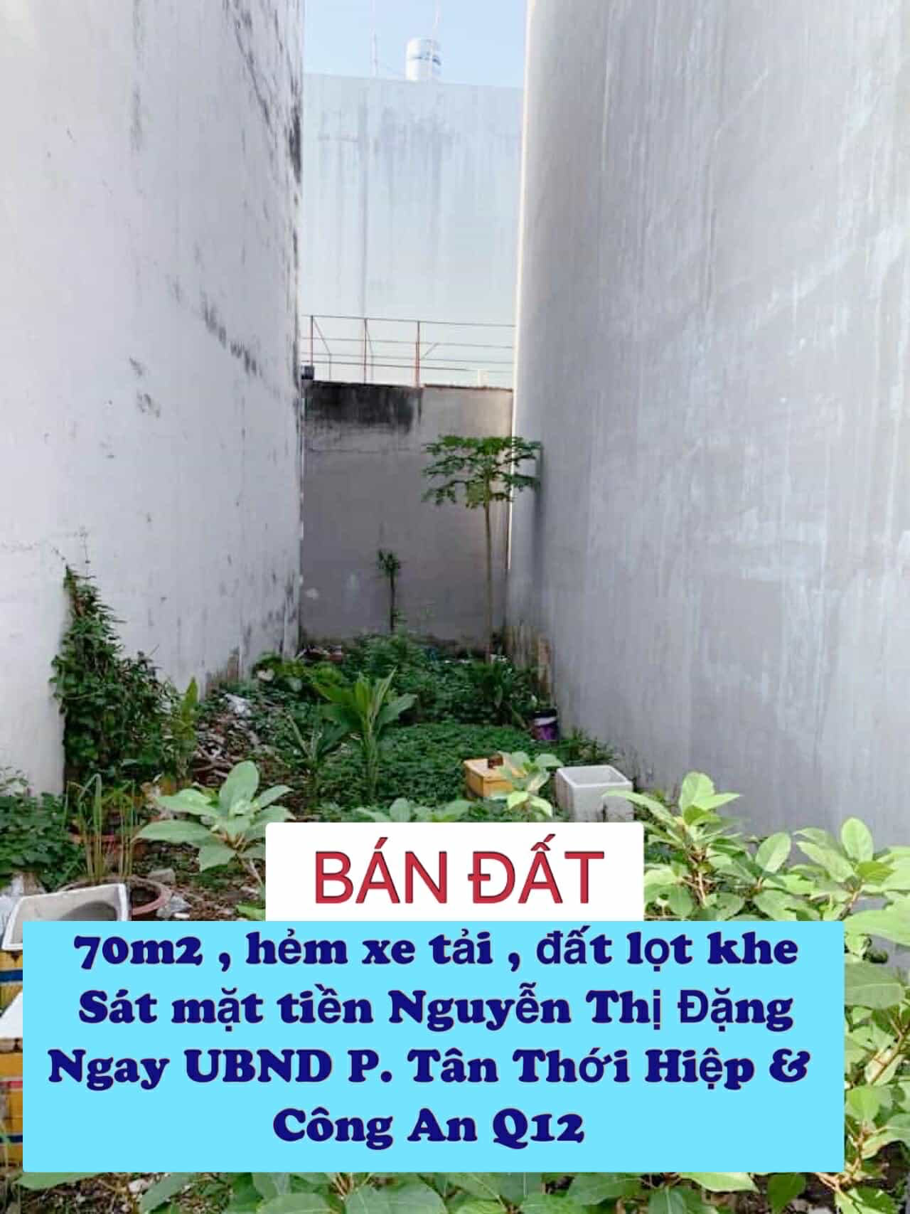 Bán đất lọt khe hxh 70m2 ( 4x18 ) sát mt Nguyễn Thị Đặng , ngay UBND P. Tân Thới Hiệp - 4 tỷ nhỉnh - Ảnh chính