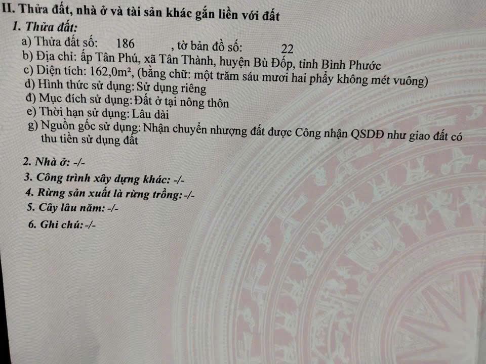 Chính Chủ Cần Bán Lô Đất Vị Trí Đắc Địa Tại  Xã Tân Thành, Huyện Bù Đốp, Bình Phước - Ảnh 2