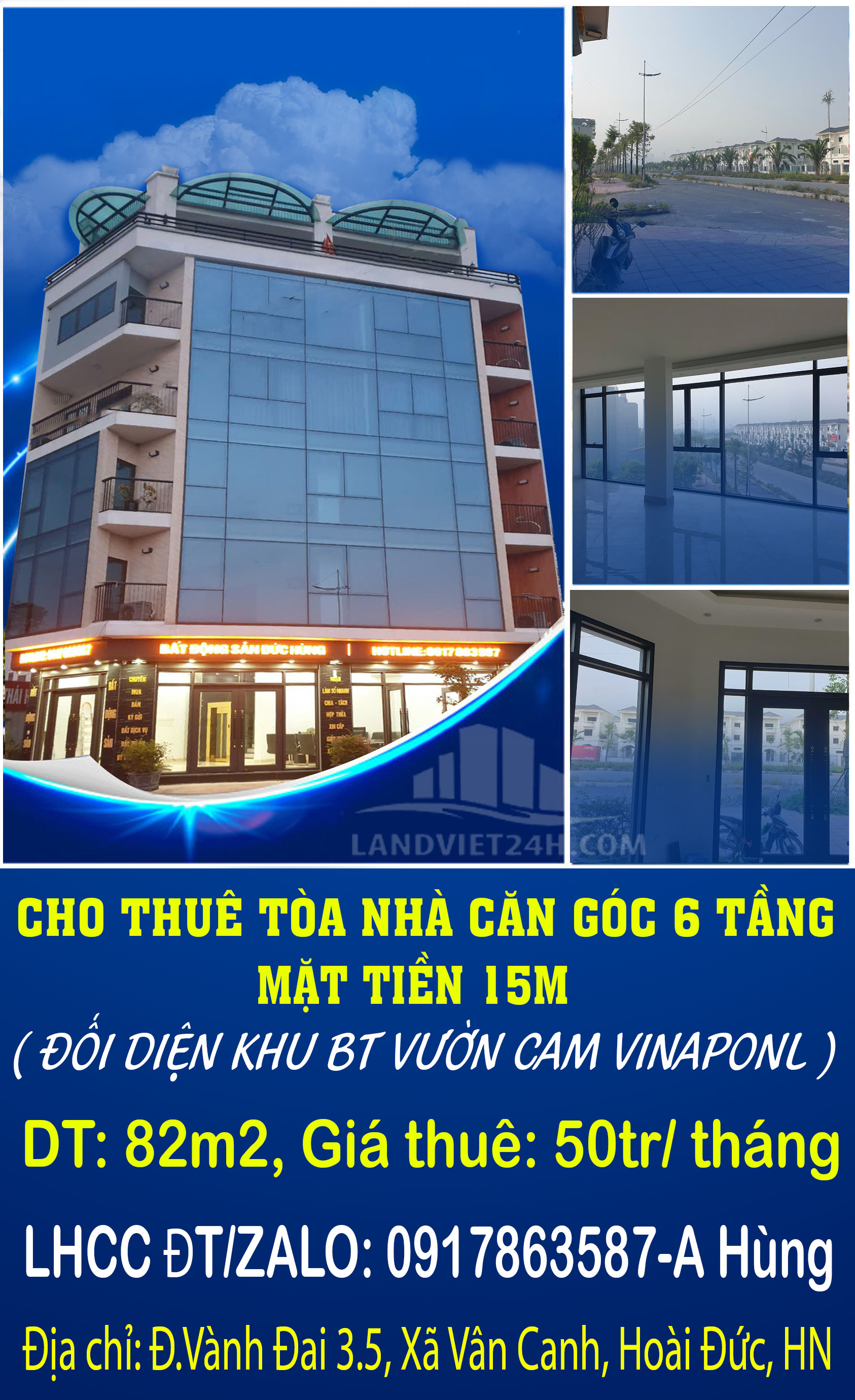 CHO THUÊ TÒA NHÀ CĂN GÓC 6 TẦNG, MẶT TIỀN 15M- MẶT ĐƯỜNG 3.5 VÂN CANH - Ảnh chính