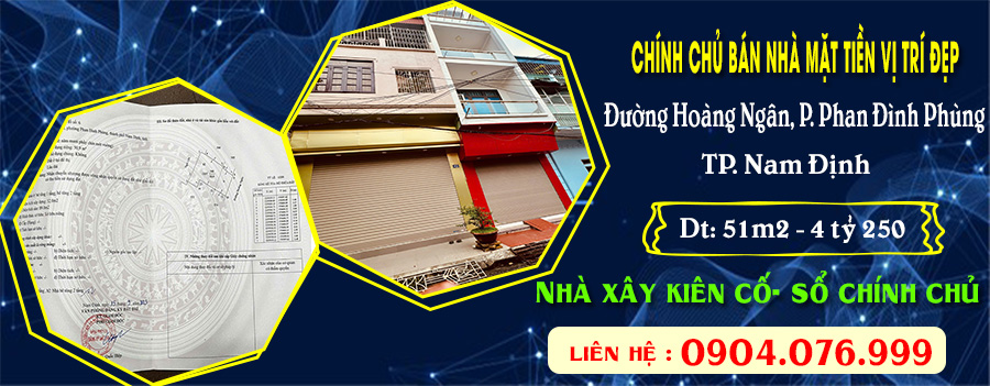 Chính chủ cần bán nhà mặt tiền vị trí đẹp tại Đường Hoàng Ngân, tp. Nam Định - Ảnh chính