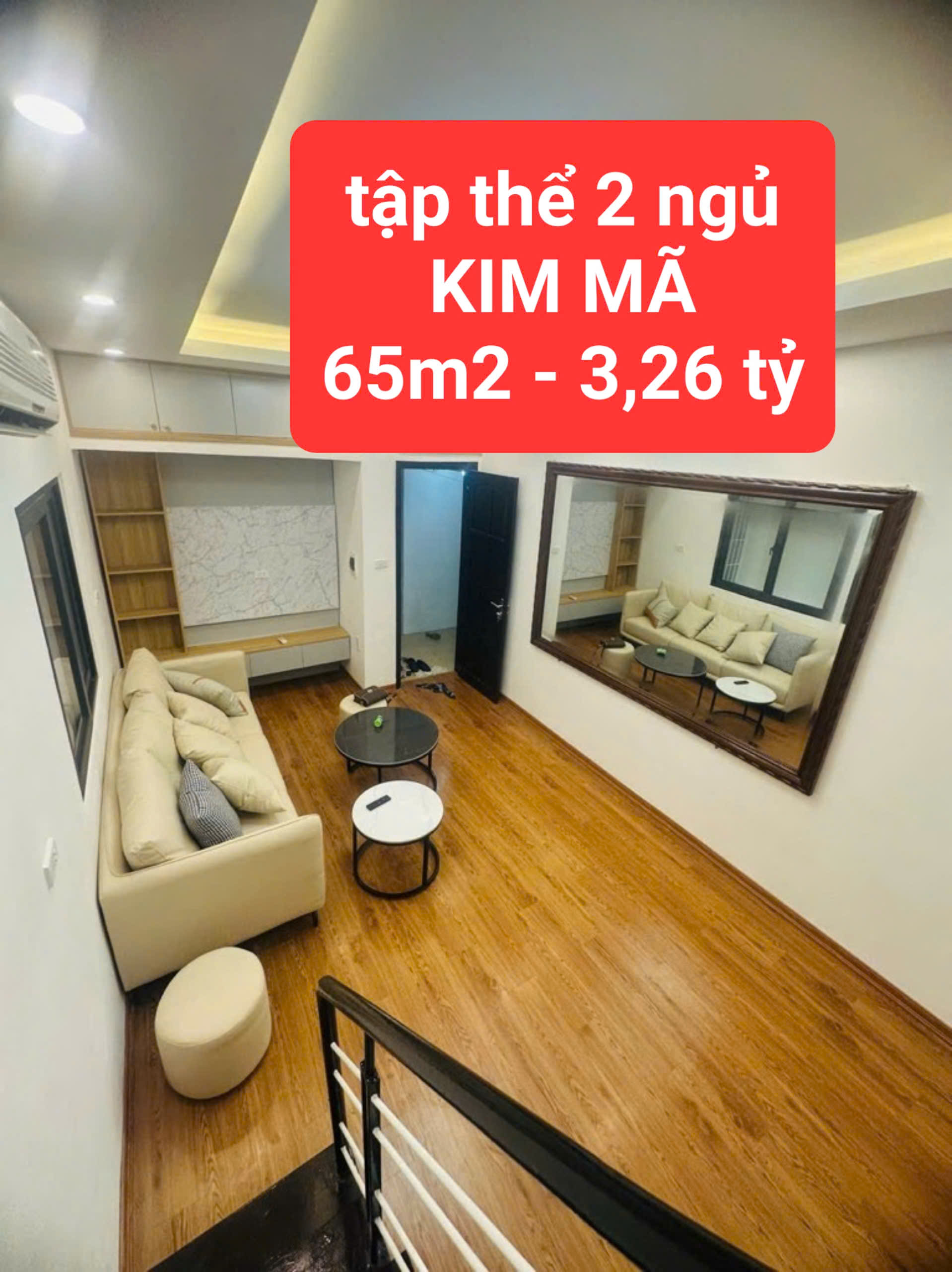 tập thể KIM MÃ - 2 ngủ 1 khách 2 vệ sinh - 65m2 giá 3,26 tỷ - 0859990768 - Ảnh chính