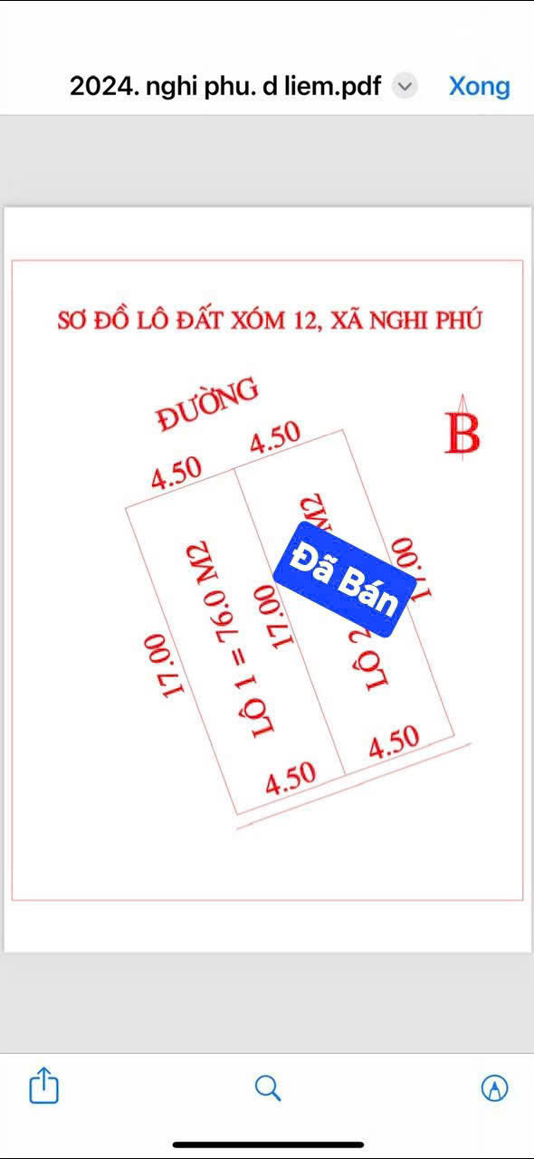 Bán lô 76m2 đất Tái Định Cư Xóm 12 Nghi Phú, Gần Hồ Điều Hòa 2 TP Vinh - Ảnh chính