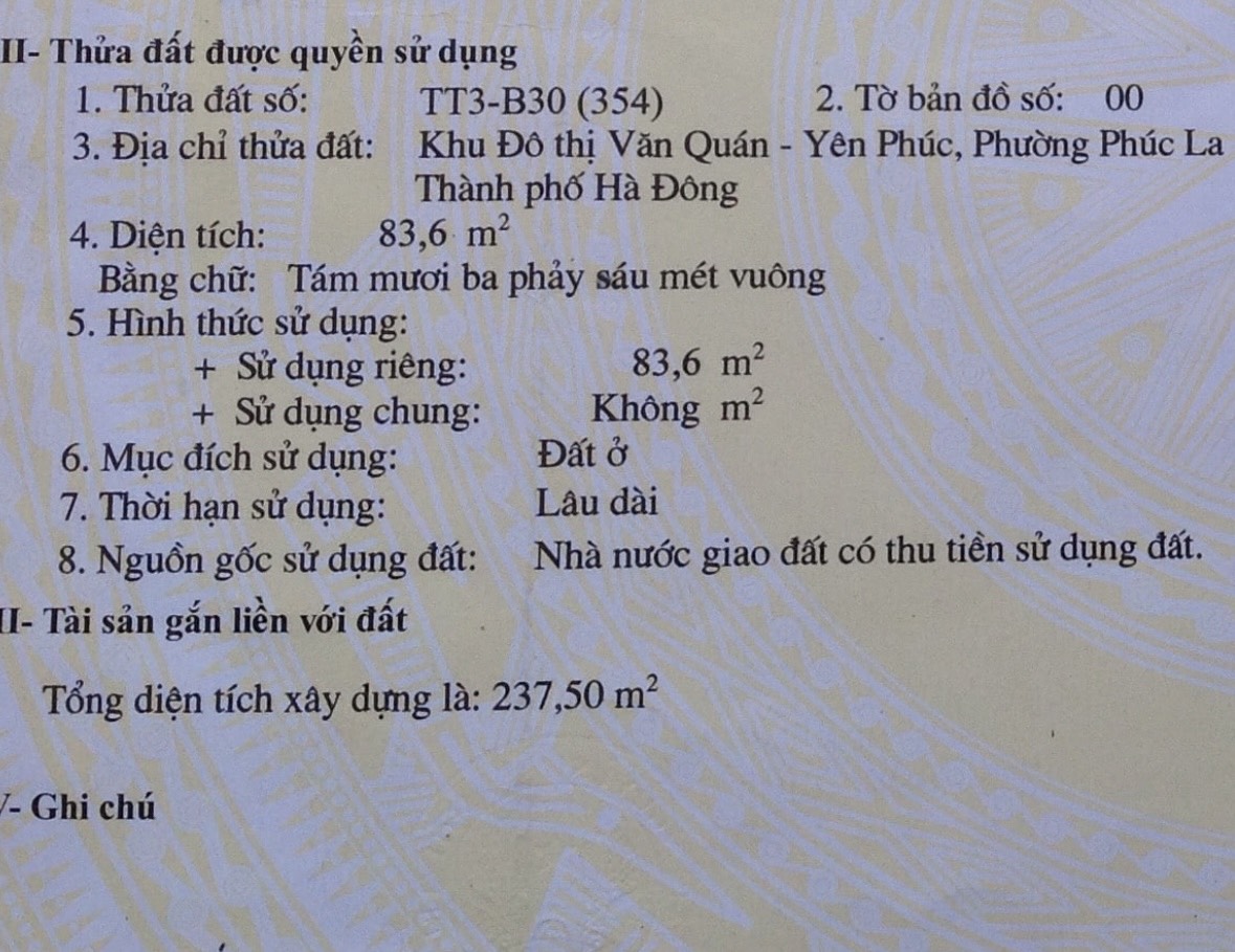 Do nhu cầu định cư bên nước ngoài nên tôi cần bán nhà liền kề TT3 KĐT Văn Quán - Ảnh 1