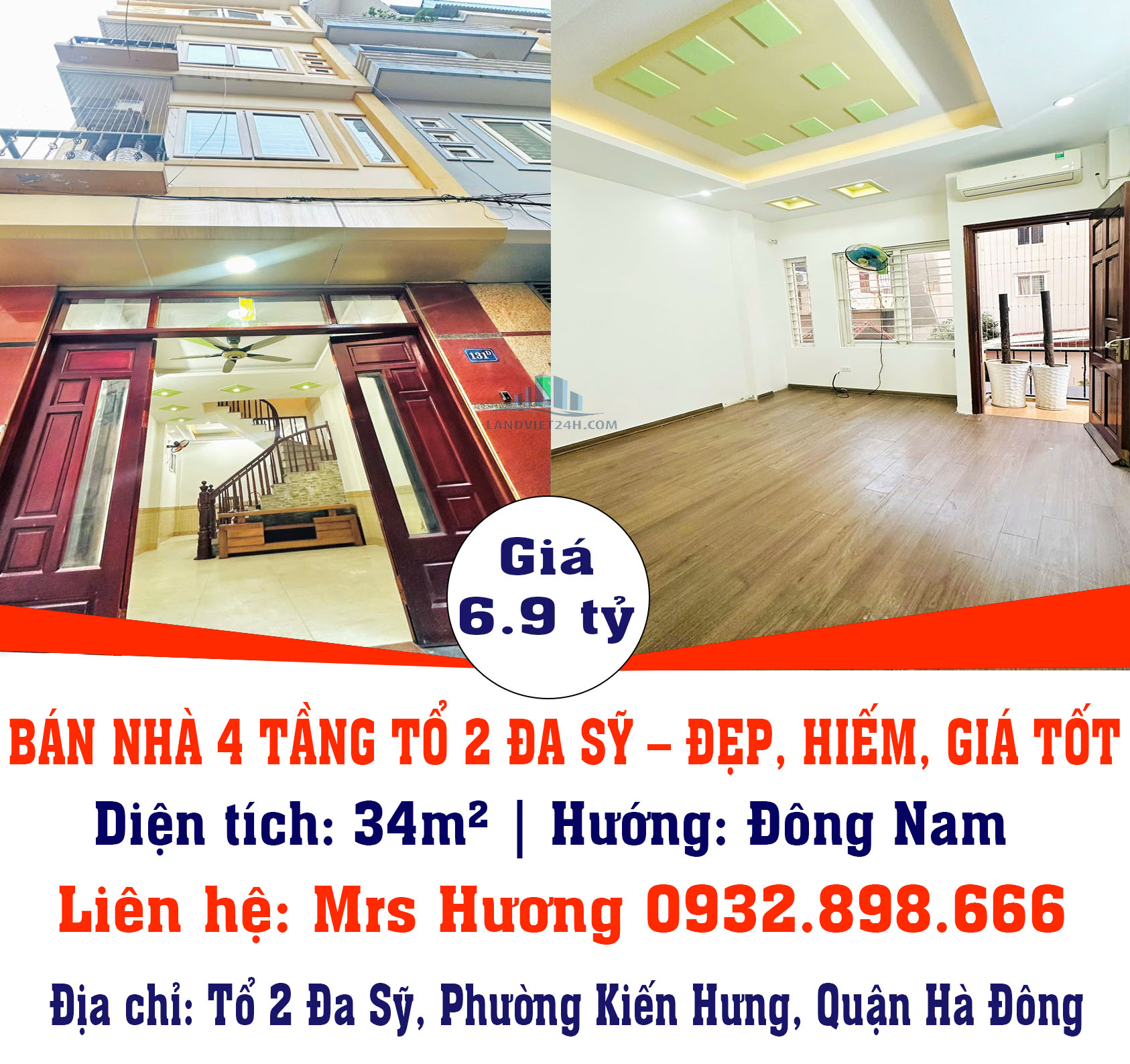 CHÍNH CHỦ BÁN NHÀ 4 TẦNG TỔ 2 ĐA SỸ – 34M² – ĐẸP, HIẾM, GIÁ TỐT! - Ảnh chính