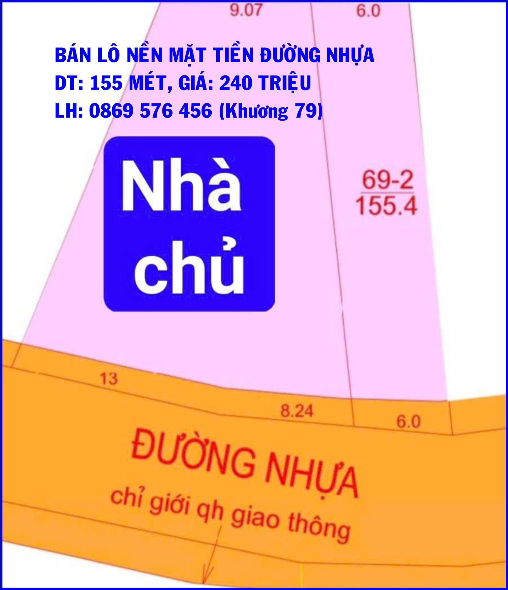 CHỈ 240 TRIỆU CÓ NGAY LÔ NỀN THỔ CƯ MẶT TIỀN ĐƯỜNG NHỰA TẠI KHÁNH HOÀ - Ảnh 1