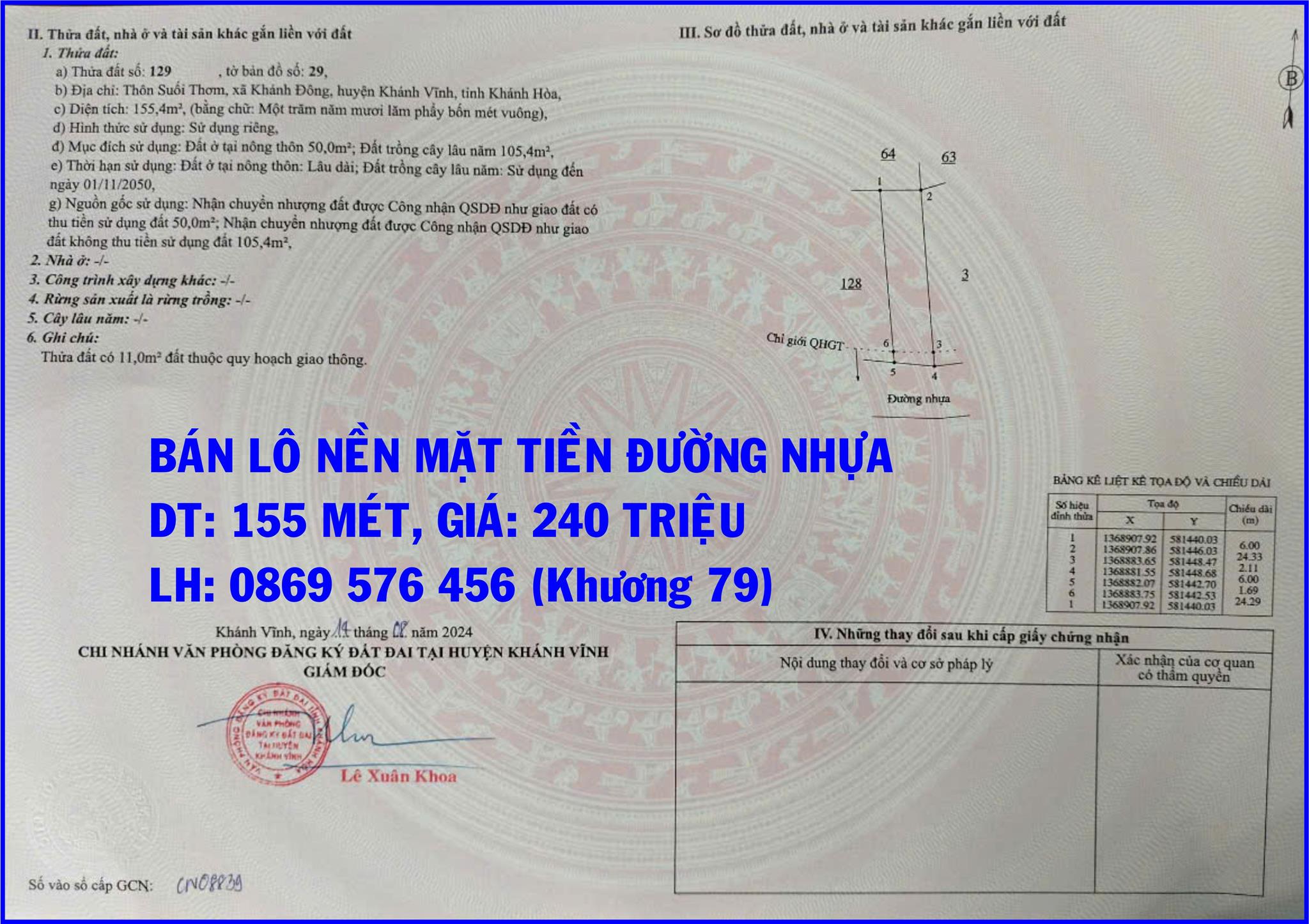 CHỈ 240 TRIỆU CÓ NGAY LÔ NỀN THỔ CƯ MẶT TIỀN ĐƯỜNG NHỰA TẠI KHÁNH HOÀ - Ảnh 3