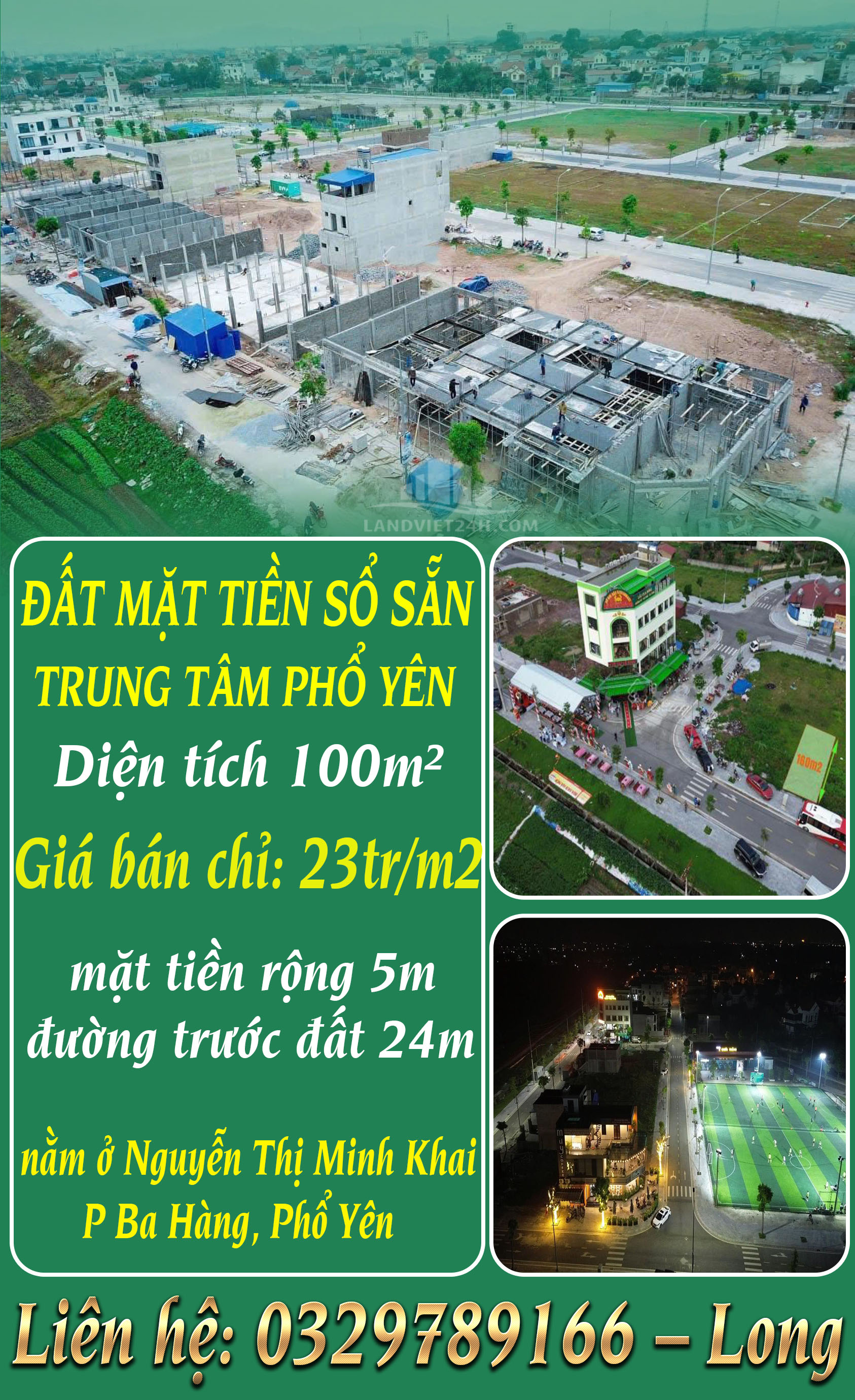 BÁN ĐẤT MẶT TIỀN SỔ SẴN TRUNG TÂM PHỔ YÊN GIÁ RẺ DUY NHẤT - Ảnh chính