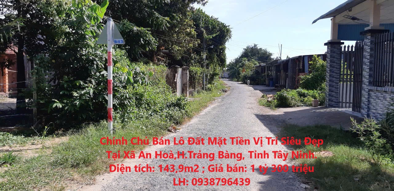 Chính Chủ Bán Lô Đất Mặt Tiền Vị Trí Siêu Đẹp Tại Xã An Hoà,H.Trảng Bàng, Tỉnh Tây Ninh. - Ảnh chính