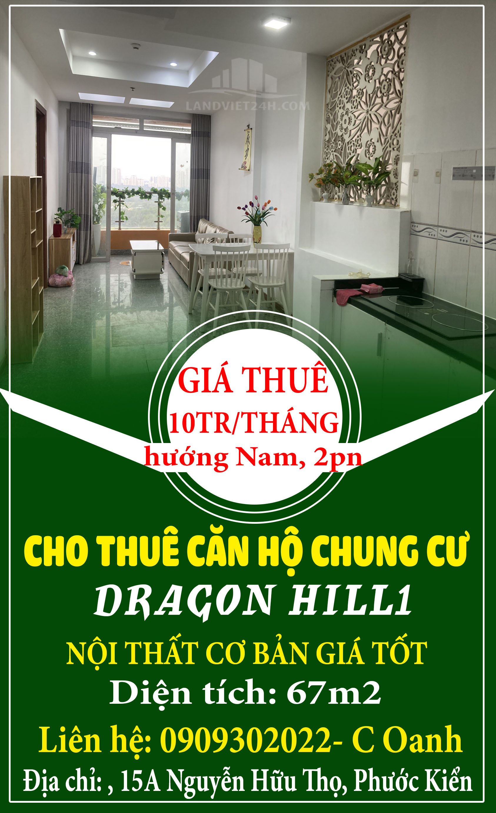 CHO THUÊ CĂN HỘ CC DRAGON HILL1, 67M2, 2PN + NỘI THẤT CƠ BẢN GIÁ TỐT XÃ PHƯỚC - Ảnh chính