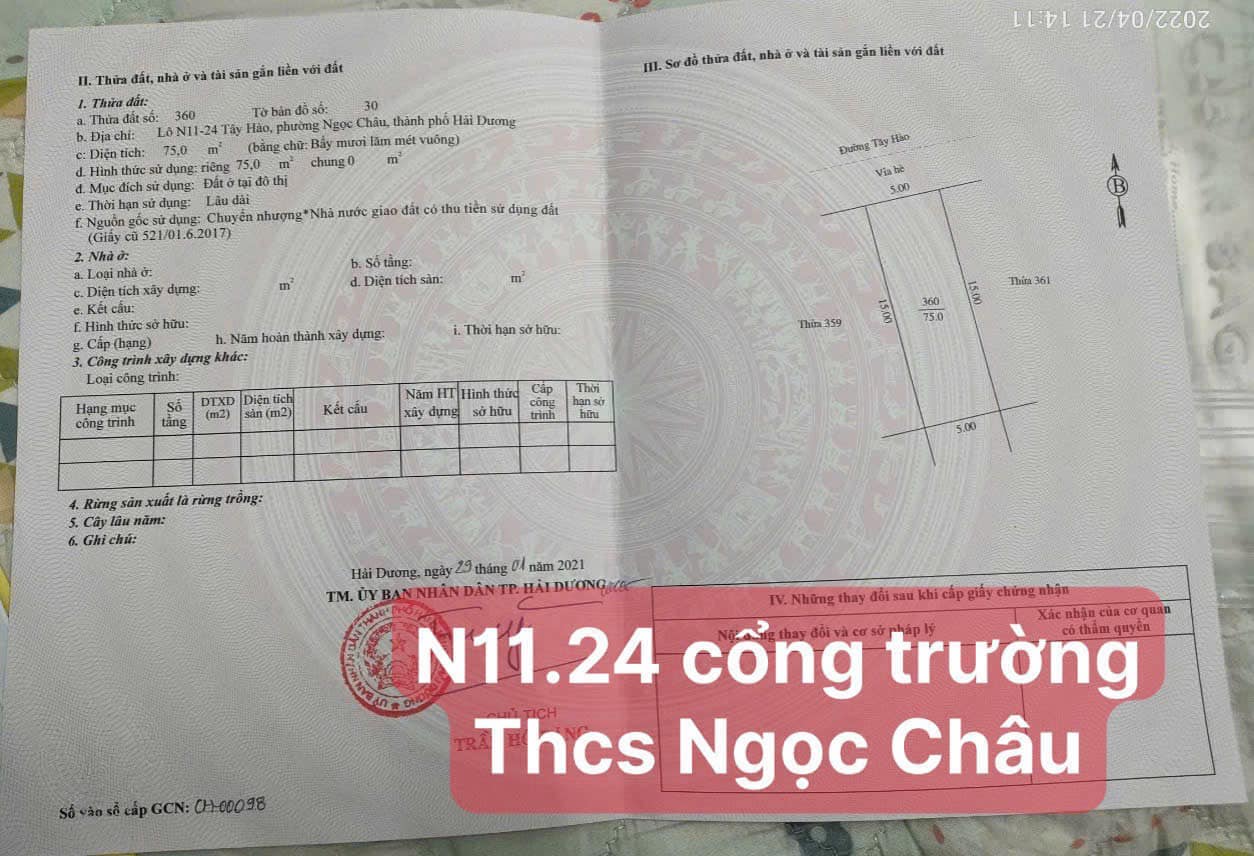 Bán đất kinh doanh buôn bán sầm uất mặt phố Tây Hào, ph Ngọc Châu, TP HD, 75m2, mt 5m - Ảnh 2