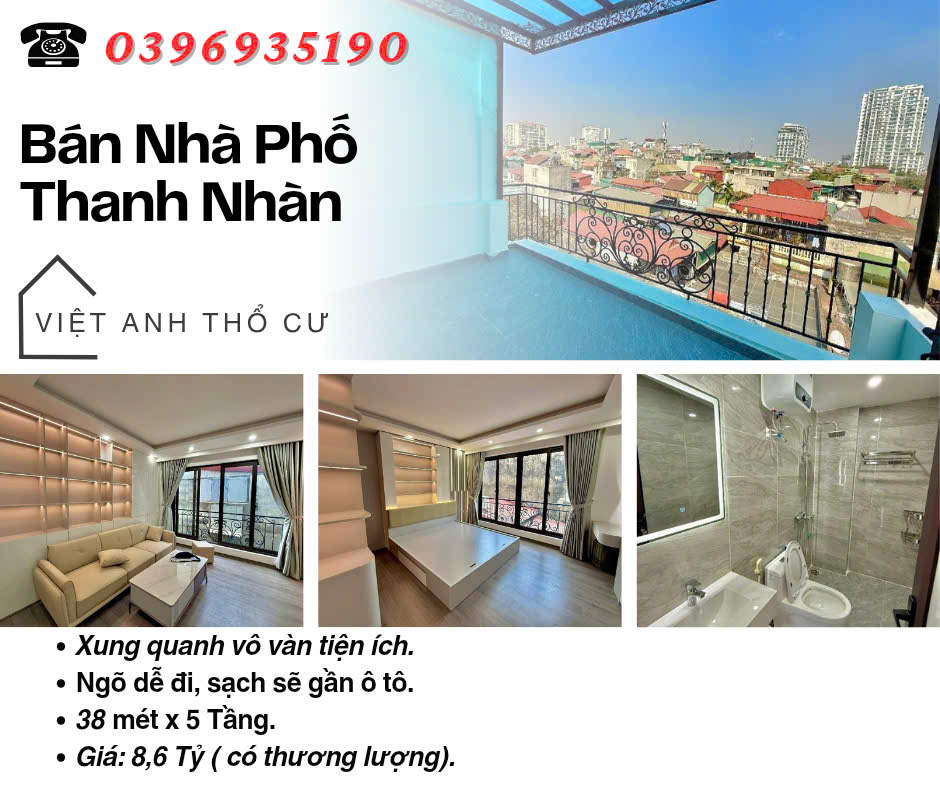 Bán nhà phố Thanh Nhàn, Trung Tâm Quận, Tiện Ích Bạt Ngàn, 38mx5T, Giá: 8.6 Tỷ, Lh: 0396935190. - Ảnh chính