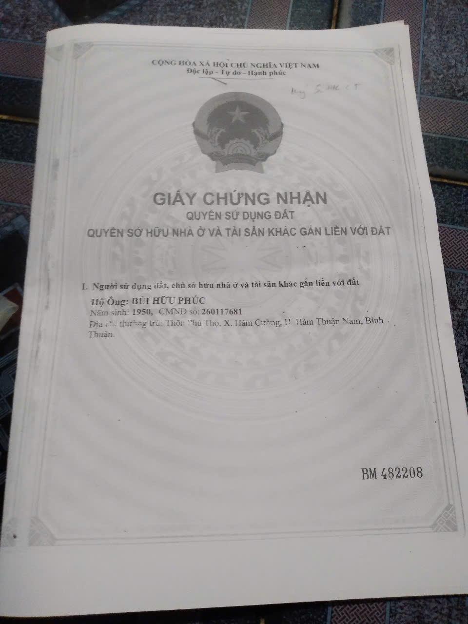 CHÍNH CHỦ CẦN BÁN NHANH LÔ ĐẤT ĐẸP  Phú Thọ, Hàm Cường, Hàm Thuận Nam, Bình Thuận - Ảnh chính