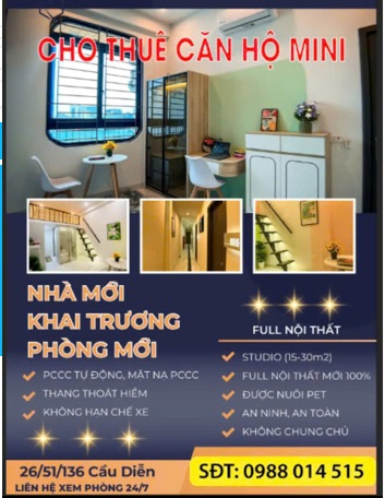 ⭐Từ 4tr/th, chính chủ cho thuê căn hộ CCMN 1 ngủ ngõ 136 Cầu Diễn, Bắc Từ Liêm. LH 0988014515 - Ảnh 2