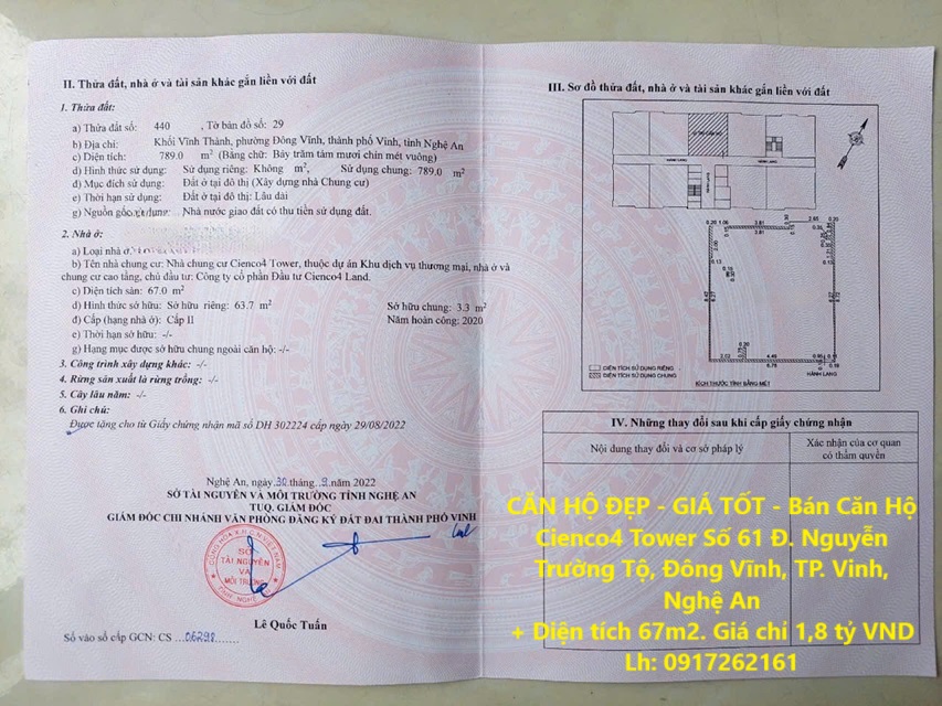 CĂN HỘ ĐẸP - GIÁ TỐT - Bán Căn Hộ Cienco4 Tower Số 61 Đ. Nguyễn Trường Tộ, Đông Vĩnh, TP. Vinh, - Ảnh chính