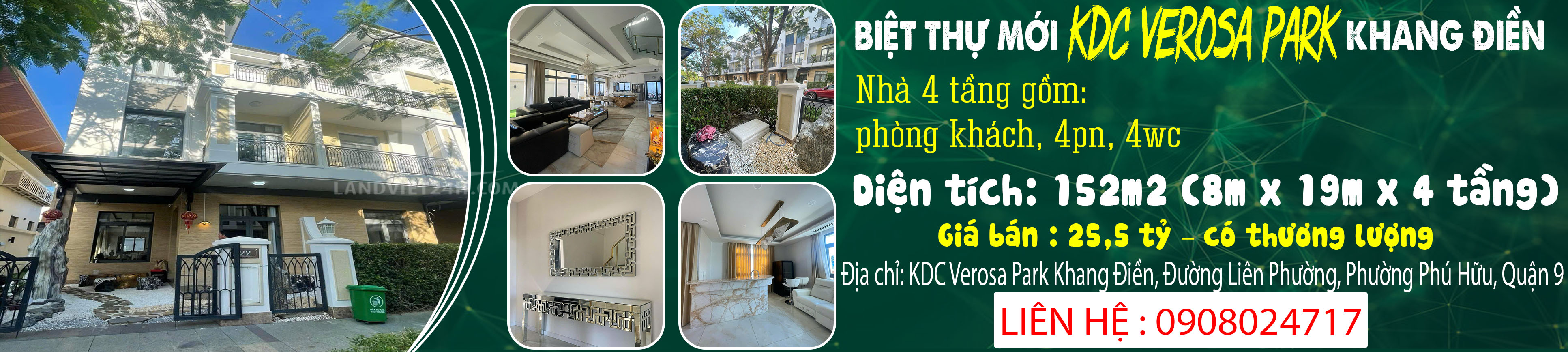 BIỆT THỰ MỚI KDC VEROSA PARK KHANG ĐIỀN, 4 TẦNG, 152M2, MẶT TIỀN 8M- THIẾT KẾ HIỆN ĐẠI – CAO CẤP - Ảnh chính