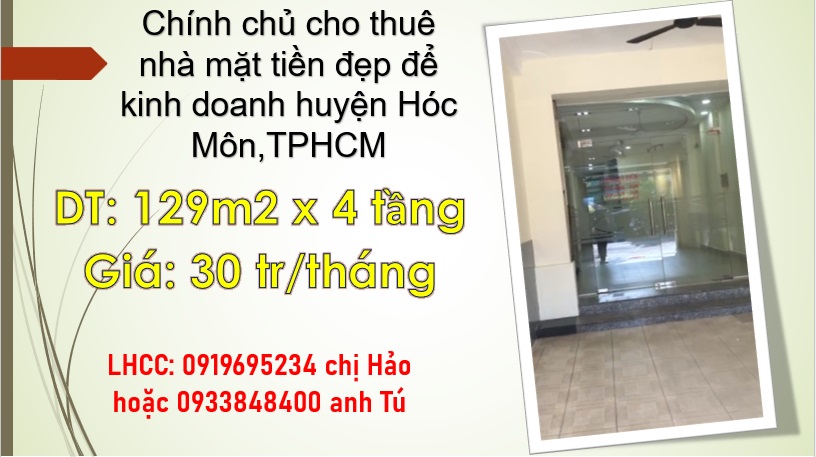 ♥️Chính chủ cho thuê nhà mặt tiền đẹp để kinh doanh huyện Hóc Môn,TPHCM; 0919695234 - Ảnh chính