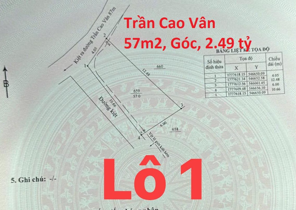 ♪ Đất Góc Kiệt 2.5m cách Trần Cao Vân 80m thông Biển, 57m2, hơn 2 tỷ - Ảnh chính