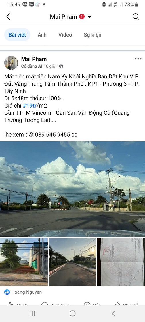 Bán Đất Khu VIP Đất Vàng Trung Tâm Thành Phố Tại KP1 - Phường 3 - TP. Tây Ninh - Ảnh 2