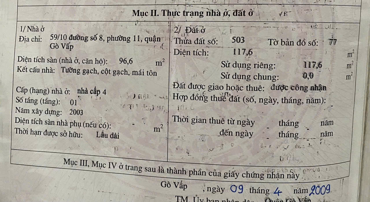 LÔ VIP - MÌNH CHÍNH CHỦ CẦN BÁN ĐẤT FULL THỔ CƯ TẶNG NHÀ CẤP 4 - GÒ VẤP - TP . HỒ CHÍ MINH - Ảnh 2