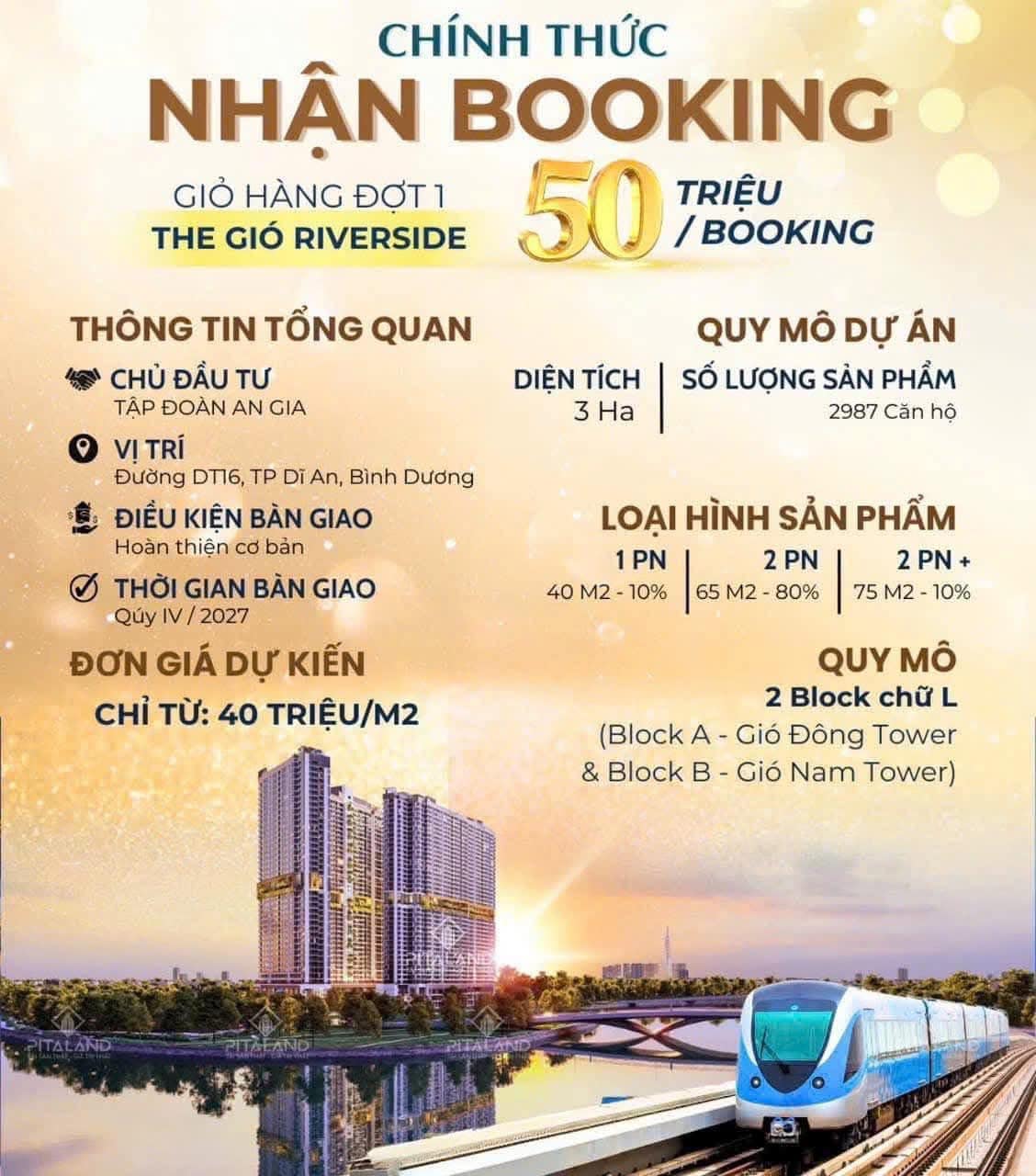 Chính thức nhận Booking The Gió Riverside của An Gia Group, ưu đãi chọn căn đẹp giá tốt, Đợt 1 chỉ - Ảnh chính