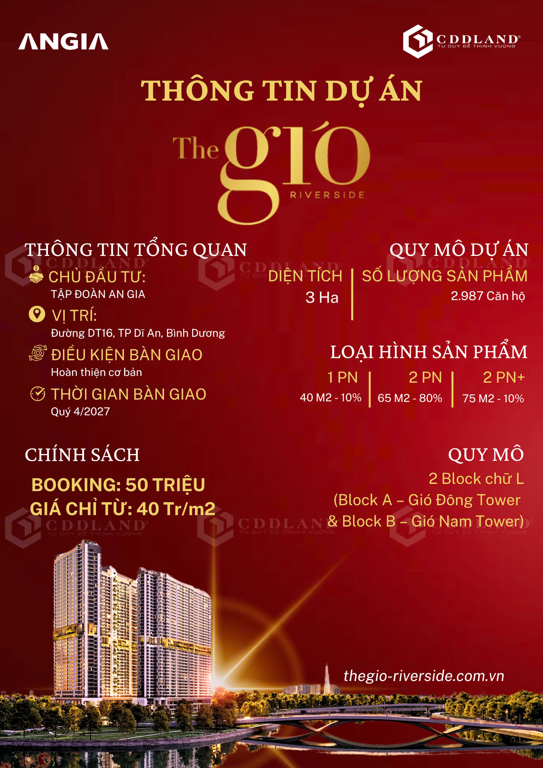 The Gió Riverside An Gia Dự án hot tại Biên Hòa Bình Dương Ngay Cầu Đồng Nai Booking 50 triệu/STT - Ảnh 1